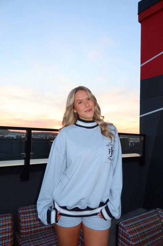 Baby Blue Sunset Trail Mockneck