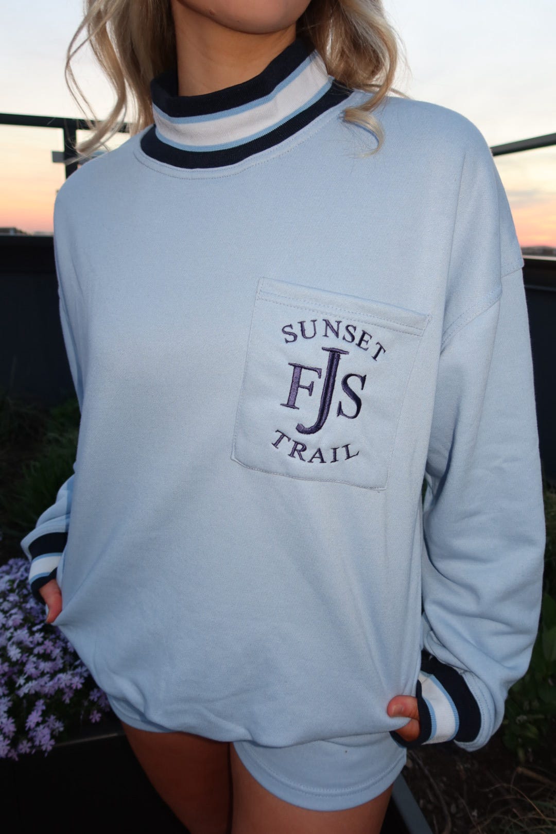 Baby Blue Sunset Trail Mockneck